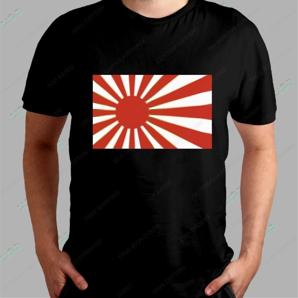 Rising Sun T-Shirt Men's Tee JDM Racing Red White Gold Graphic Black Shirt